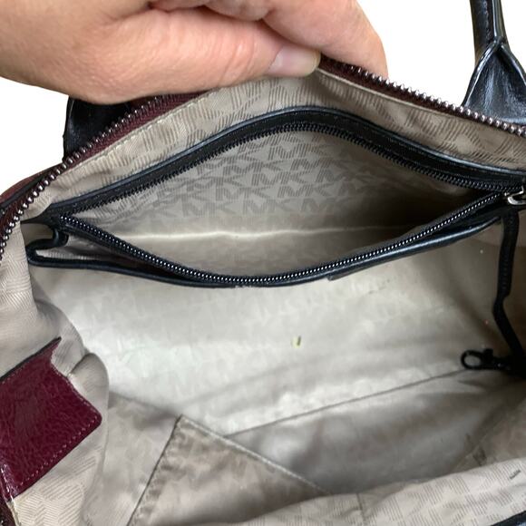 Michael Kors Campbell Large Burgundy Merlot Satchel Leather Shoulder Bag - Picture 11 of 15